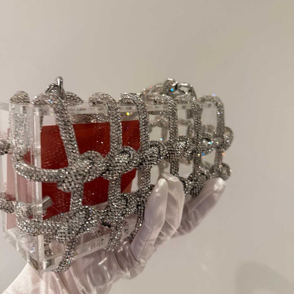cult gaia Silver Crystal Knotted Acrylic Mini Shoulder Bag - Picture 3 of 14